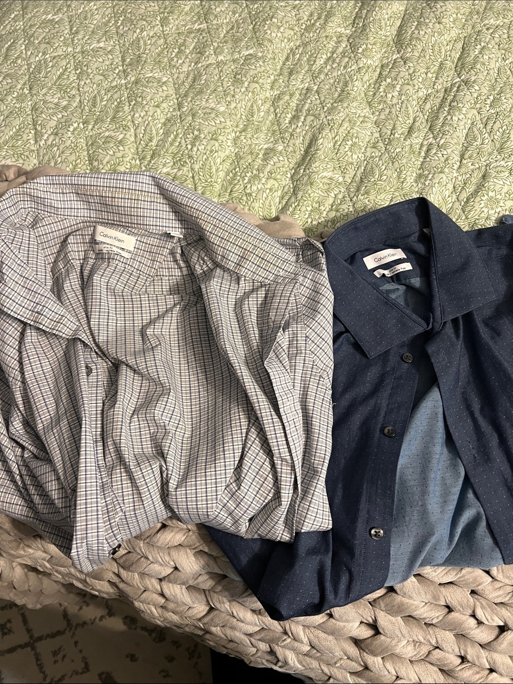 Calvin Klein Men's Blue & Light Gray Button-Up Shirts - bundle